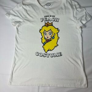 Womens Nintendo Super Mario This Is My Peach Costume White T Shirt Size Small
